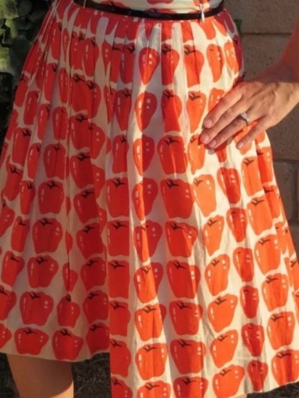 J. Crew Apple-Print Pleated Skirt